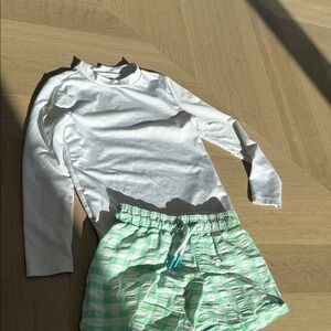 Cat & Jack Green and White Kids Swim Trunks